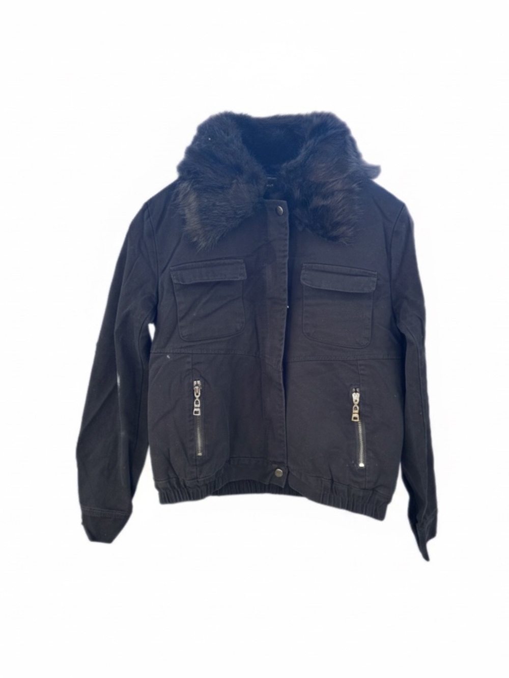 Women’s Faux-Fur Collar Black Winter Jacket
